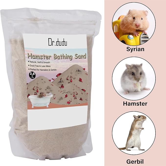 DR.DUDU Hamster Bath Sand, 2.8lb Dust Free Desert Sand or Potty Litter Sand for Hamster Chinchillas Gerbil Syrian Mice Small Animals (Beige, Flower Smell)-PawvioPets