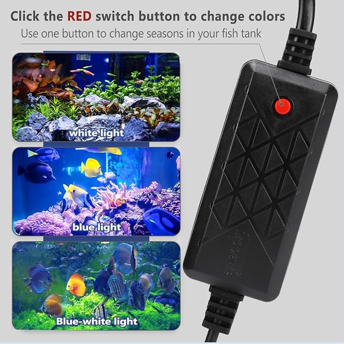 Aquarium Light Focus Light for Open Fish Tank Indoor LED Light Big Clip Lamp Adjustable Focus (White-Blue)-PawvioPets