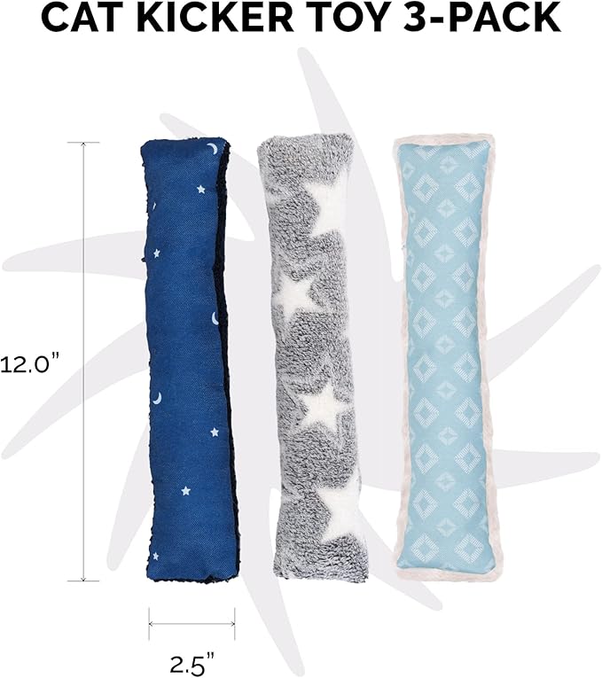 Furhaven 3-Pack Catnip Plush Cat Kicker Toy - Catnip Bags Included - Durable & Washable - Space Print, Set of 3-PawvioPets
