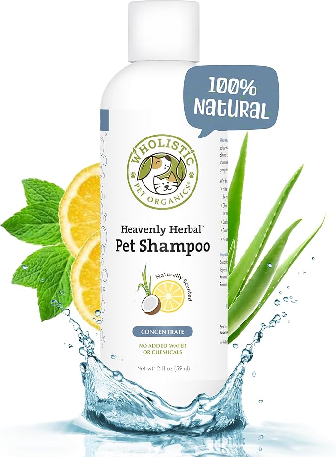 Wholistic Pet Organics Pet Shampoo Concentrate: Heavenly Herbal Organic Dog Shampoo and Conditioner - All Natural Puppy and Cat Shampoo for Dry, Itchy Skin, Allergies, Dandruff Shampoo-PawvioPets