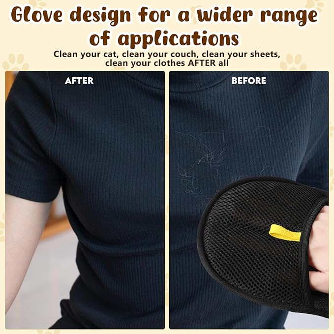 2Pcs Pet Hair Remover Glove,Static Pet Removal Gloves,Cat Grooming Gloves for Hair Removal,Reusable Double Sided Pet Hair Remover,for Couch,Furniture,Carpet,Curtain-PawvioPets