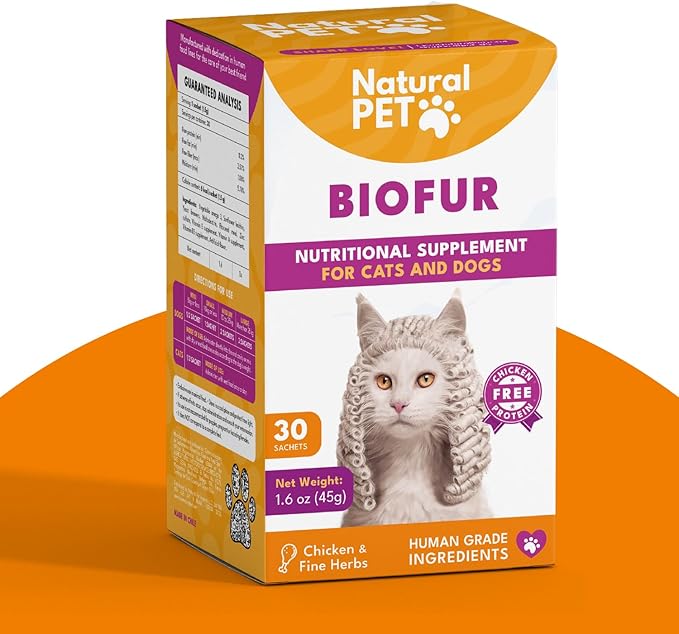 BIOFUR: Omega 3 Supplement for Cats & Dogs - Puppy Essentials & Dog Allergy Relief - Vitamins, Minerals for Feline & Canine Skin, Coat Health, Nutrition, Well-Being, Orange-PawvioPets