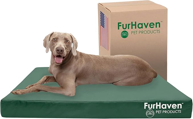 Furhaven Water-Resistant Cooling Gel Dog Bed for Large Dogs w/ Removable Washable Cover, For Dogs Up to 125 lbs - Indoor/Outdoor Logo Print Oxford Polycanvas Mattress - Forest, Jumbo Plus/XXL-PawvioPets