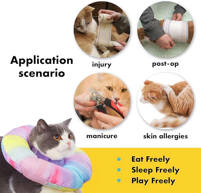 EWES Cat Cone Collar Soft L Size,Alternative Neck Cones to Stop Licking,Comfy Elizabethan Collars After Surgery Neuter,Donut Collar for Pet Cat Dog Kitten e Collar Recovery Shame-PawvioPets