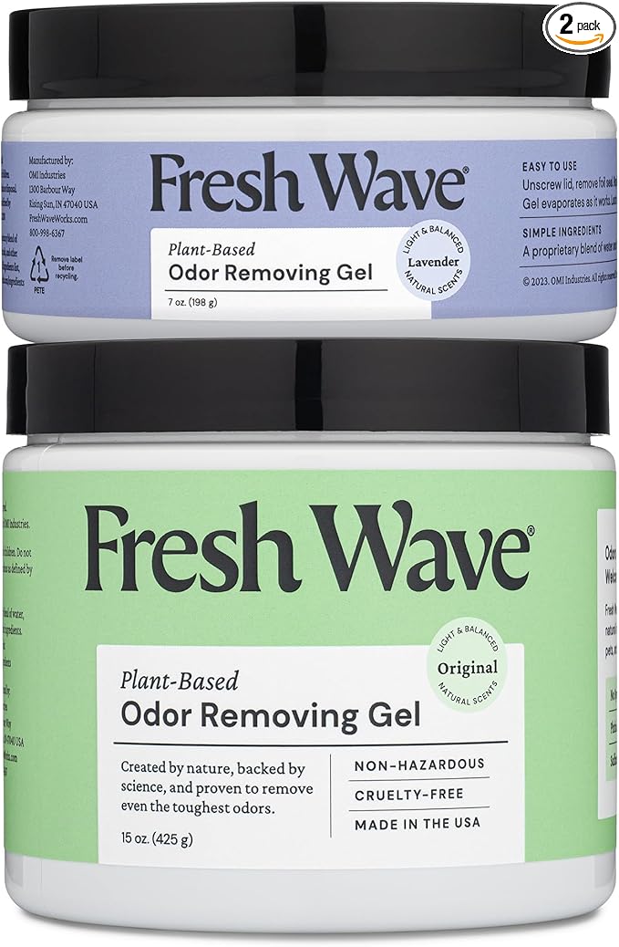 Fresh Wave Odor Removing Gel, Original 15 oz. & Lavender 7 oz.| Safer Odor Absorbers for Home | Natural Plant-Based Odor Eliminator | Every 7 oz. Lasts 15-30 Days | for Cooking, Trash & Pets-PawvioPets