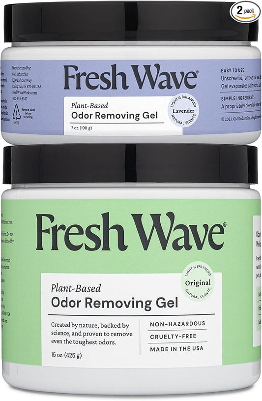 Fresh Wave Odor Removing Gel, Original 15 oz. & Lavender 7 oz.| Safer Odor Absorbers for Home | Natural Plant-Based Odor Eliminator | Every 7 oz. Lasts 15-30 Days | for Cooking, Trash & Pets-PawvioPets