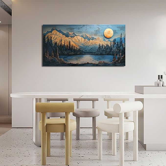 Extra Large Wall Art Mountain Forest Canvas Living Room Cabin Country Pictures Framed Prints Oversize Wall Decor Big Painting Artwork for Bedroom Dining Office Home 60"x30"-PawvioPets