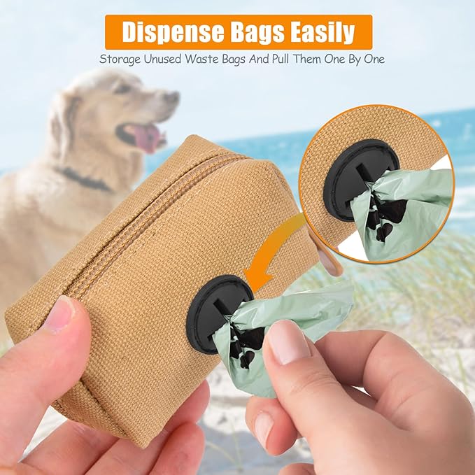 Dog Waste Bag Dispenser Pet Poop Bag Dispenser for Leash Accessory dog Poop Bag Holders Fits Dog Leash Include Hand Free Holder, Khaki, No-KaqiXB-PawvioPets