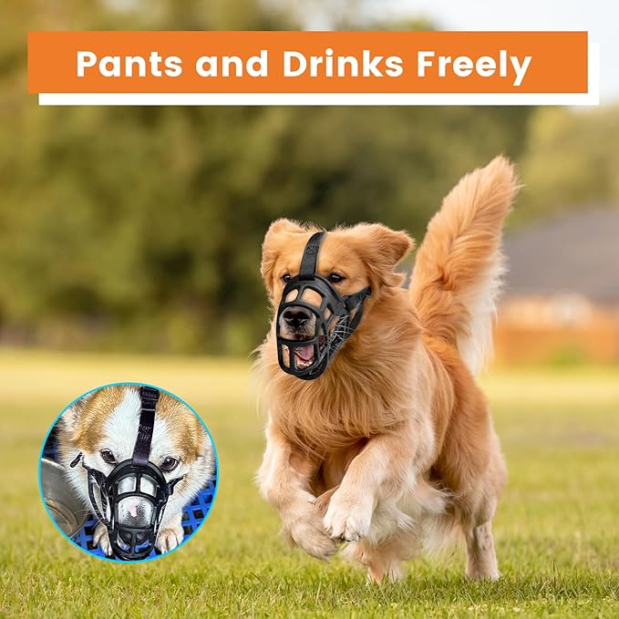 Dog Muzzle, Basket Muzzle Anti Biting Chewing, Sturdy Lightweight Muzzle Allows Panting Drinking, Cage Muzzle for Small Medium Large Dogs, Suitable for Grooming Trimming Training (Size 5)-PawvioPets