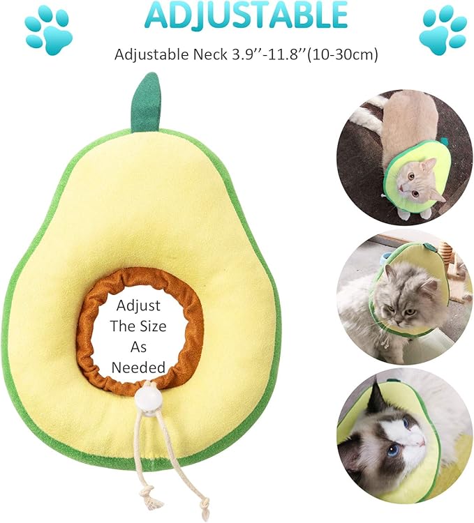 Frienda 2 Pieces Adjustable Cat Cone, Cat Recovery Collar, Kitten Cones After Surgery Pet Neck Strap Elizabethan Donut Toast Neck Cone Collar with Edge for Kitten-PawvioPets