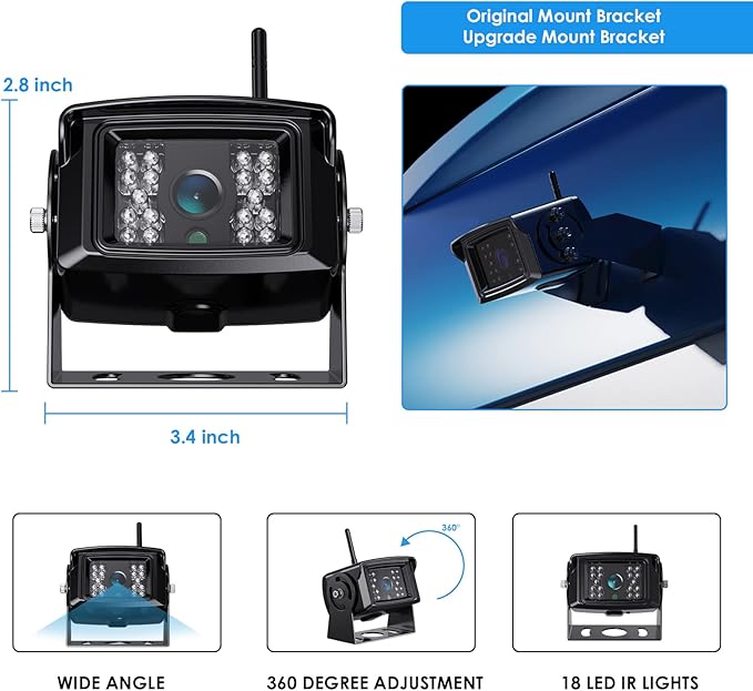 1080P FHD Digital Wireless Backup Camera System Kit for RV/Truck/Trailer/Van/Bus,Night Vision,7inch HD LCD Monitor,IP69 Waterproof Rear View Camera No Interference Record-HW02-M-PawvioPets