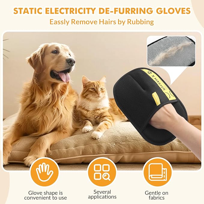 3Pcs Pet Hair Removal Glove for Cats & Dogs, Efficient Grooming Gloves for Pet Hair, Cat Grooming Gloves for Hair Removal, Magic Pet Grooming Glove for Couch, Furniture, Carpet, Curtain (2L1S)-PawvioPets