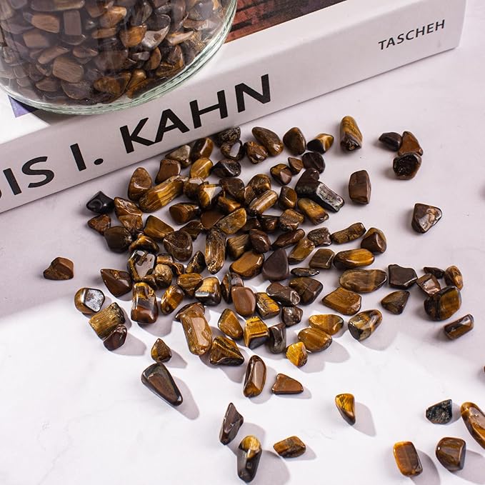 3 Lb Tiger Eye Aquarium Gravel Rocks Polished Tumbled Crushed Stones, Natural Crushed Stone Crystal Chips Decorative for Fish Tank||Vase Filler|Succulent Plants Decor, 6mm-9mm-PawvioPets