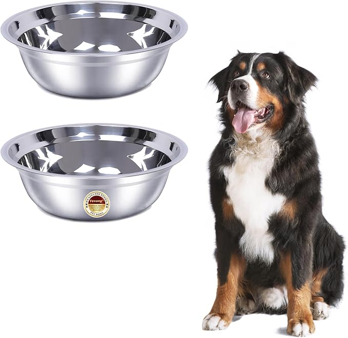2 Pack, L Size Bowls, Matches Vexong L Size Elevated Dog Bowl Stand, for Dogs Between 60 and 100 lb, Stainless Steel Dog Bowl, Capacity 0.8 Gal / 12.5 Cup / 106 Oz / 3 Liter, Rustproof, Durable,-PawvioPets