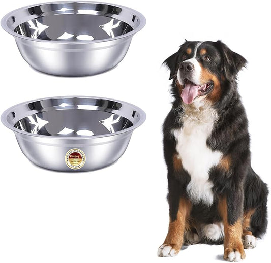 2 Pack, L Size Bowls, Matches Vexong L Size Elevated Dog Bowl Stand, for Dogs Between 60 and 100 lb, Stainless Steel Dog Bowl, Capacity 0.8 Gal / 12.5 Cup / 106 Oz / 3 Liter, Rustproof, Durable,-PawvioPets