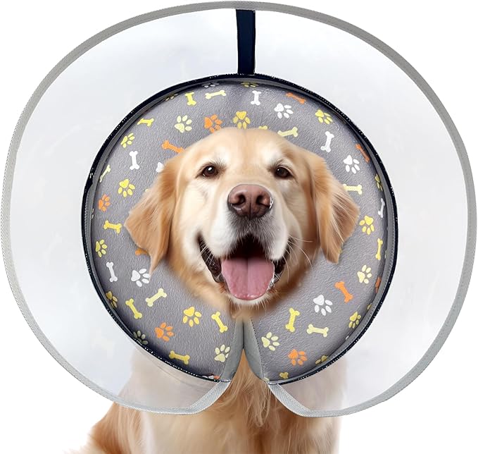 Dog Cone Collar with Enhanced Anti-Licking, Inflatable Dog Cone After Surgery, Adjustable Size with Soft Padding for Small Medium Large Dogs - S-PawvioPets