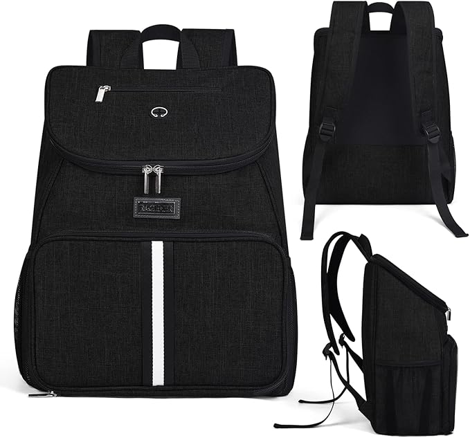 BAGLHER丨Dog Travel Bag, Airline Approved Pet Supplies Backpack, Dog Travel Backpack Accessories Set with 2 Silicone Collapsible Bowls and 2 Food Baskets. Black-PawvioPets