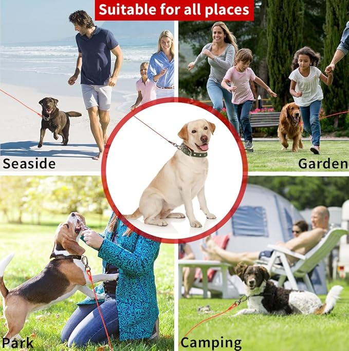 Dog tie Out Cable, 10/20/25/30/50/70/100 feet, Suitable for Dogs up to 350 pounds, Dog Cable with Swivel Buckle, Lightweight, Non-Winding, for Outdoor Camping, Yard Dog Cable (Red, 30FT)-PawvioPets