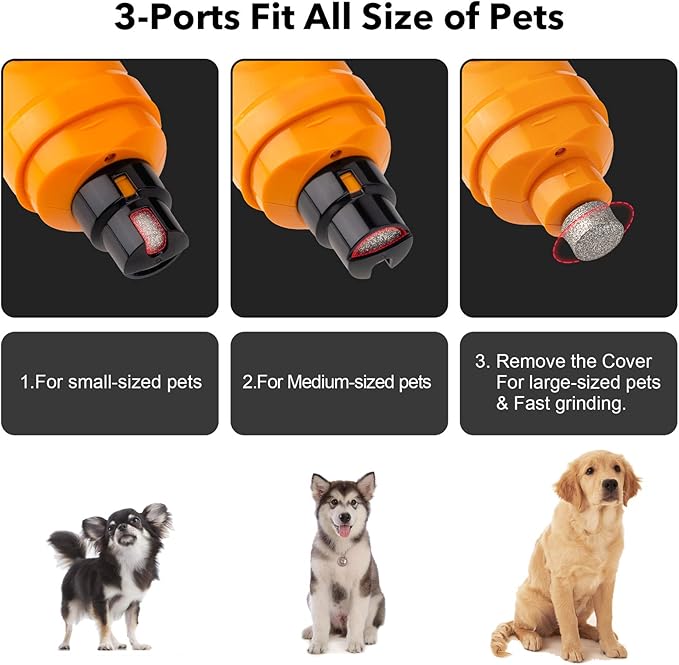 Casfuy Dog Nail Grinder with 2 LED Light - New Version 2-Speed Powerful Electric Pet Nail Trimmer Professional Quiet Painless Paws Grooming & Smoothing for Small Medium Large Dogs and Cats (Orange)-PawvioPets