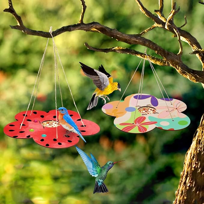 12 Pack Bird Feeder Craft Kits for Kids Ages 3-5 4-8 8-12, DIY Wooden Art Painting Outdoor Bulk Toys for Boys & Girls, Easter Christmas Gifts, Party Favor Gifts for Nature Loving Children-PawvioPets