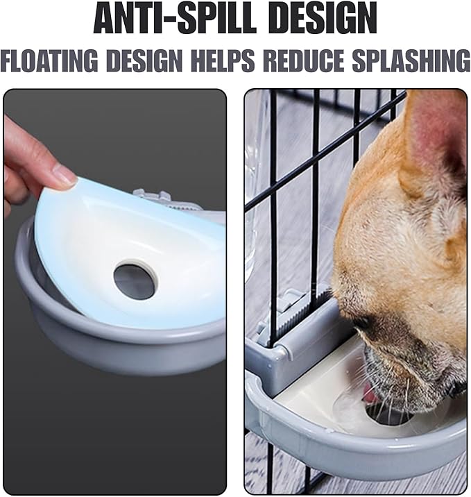 Automatic Pet Food Water Dispenser, Auto Gravity Pet Feeder Water Bottle Set for Crate, Feeding Station for Small Dog Cat Rabbit Guinea Pigs Chinchilla Ferret Hedgehog (Blue)-PawvioPets