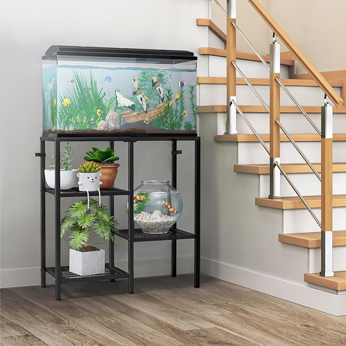 CADUKE Aquarium Stand 20 Gallon, Metal Fish Tank Stand, Aquarium Rack Stand for Fish Tank Accessories , 3 Tier Turtle Reptile Terrarium Stand for Living Room Office-PawvioPets