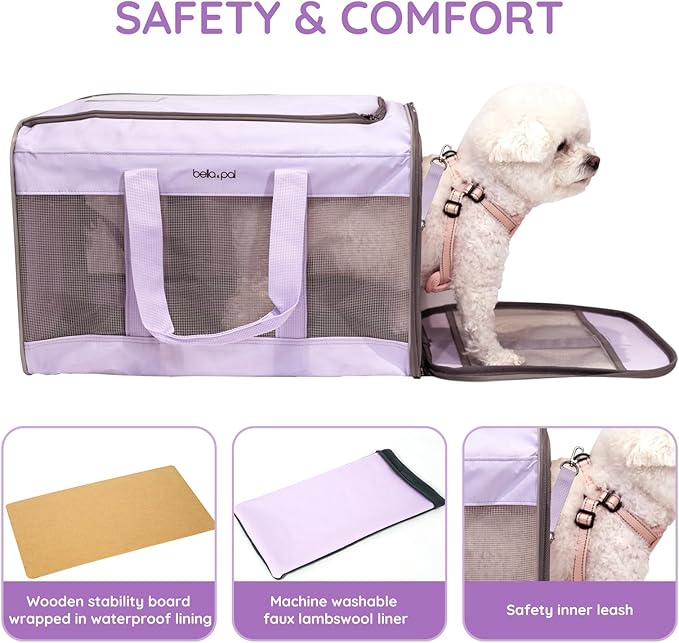 BELLA & PAL Cat Carrier Travel Bag, Airline Approved Lightweight Cat Carrier, Soft Sided Pet Carrier for Puppy Dogs Up to 18lbs, Collapsible Kitten Bag with Removable Waterproof Mat, Ventilated Mesh-PawvioPets