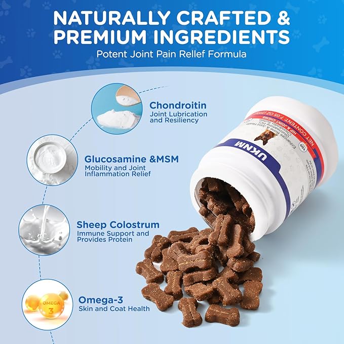 Dog Hip and Joint Supplement,100 Count,Chicken Flavor,Pain and Inflammation Relief Chews with Glucosamine, MSM, Vitamin C, Omega 3,Treats Hip Dysplasia, Arthritis,for Hip & Joint Health, Pain Relief-PawvioPets