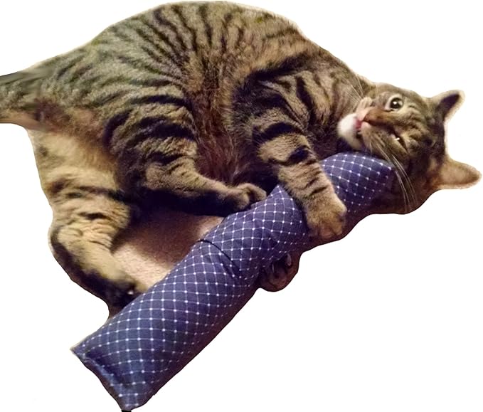 15" Cat Kicker Toy with Refillable Catnip Pocket (Navy) - Filled with Premium Canadian Catnip-PawvioPets