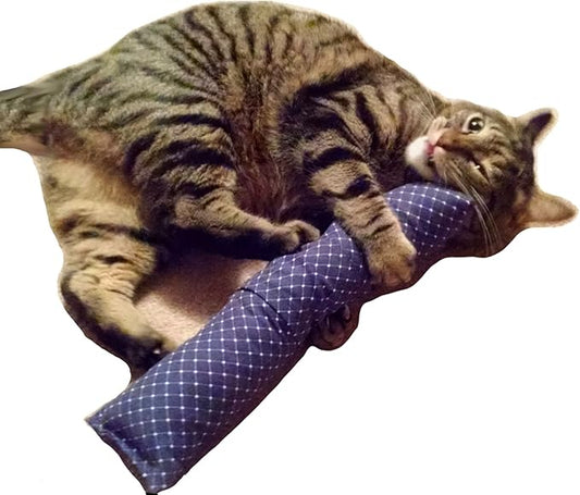 15" Cat Kicker Toy with Refillable Catnip Pocket (Navy) - Filled with Premium Canadian Catnip-PawvioPets
