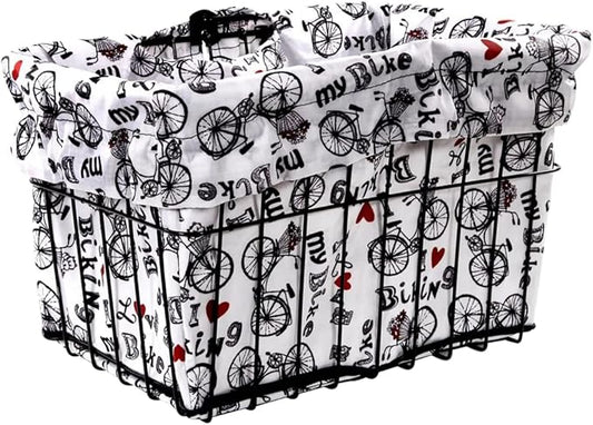 Cruiser Candy Bike Basket Liner Waterproof, Universal Fit for Most Bike Baskets, Stylish 2in1Tote, Bike Basket Cover, EBiKE Front Wire Or Wicker Bike Baskets Fits Up to 15x12x10-PawvioPets