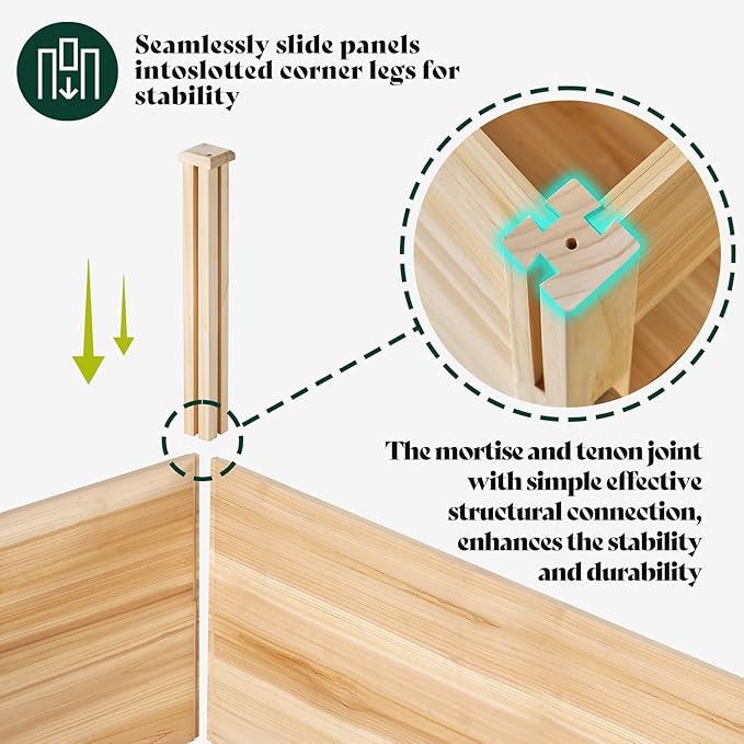 AMERLIFE 3-Tier Raised Garden Bed for Outdoor Gardening, Fir Wood Planter Box with Dividers, Tool-Free Assembly, Garden Box Perfect for Vegetables, Herbs, and Flowers-PawvioPets