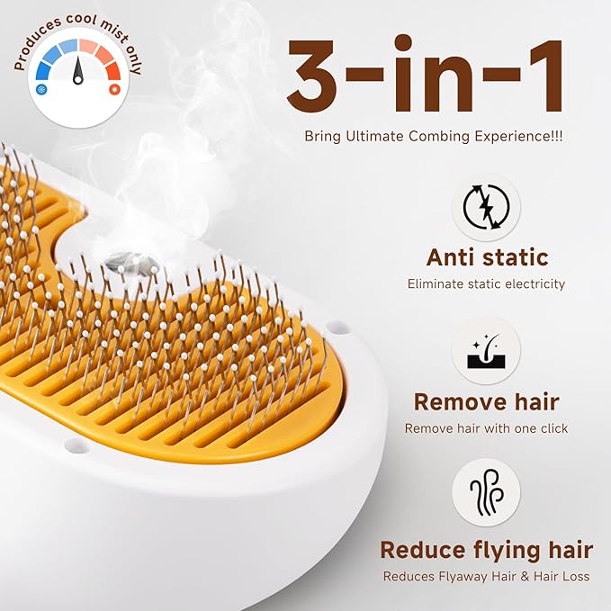 3-in-1 Pet Steam Brush Set for Dogs & Cats, Grooming Comb with Spray, Defur Tool, Water-Free Shampoo, Bath Gloves,Bath Brush, Tooth & Ear Brush, Towel (11PCS)-PawvioPets
