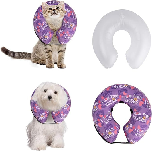 CuteBone Inflatable Soft Dog Cone with Removable Fleece Covers for Small/Medium/Large Dogs and Cats After Surgery GWB06S-PawvioPets