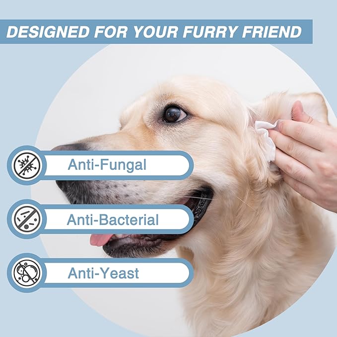 Antifungal and Antibacterial Wipes for Dogs & Cats, Dog Yeast Infection Treatment Wipes, All Natural Grooming Wipes for Cleaning, Help with Hot Spots, Ringworm, and Skin Infections, 160 Count-PawvioPets