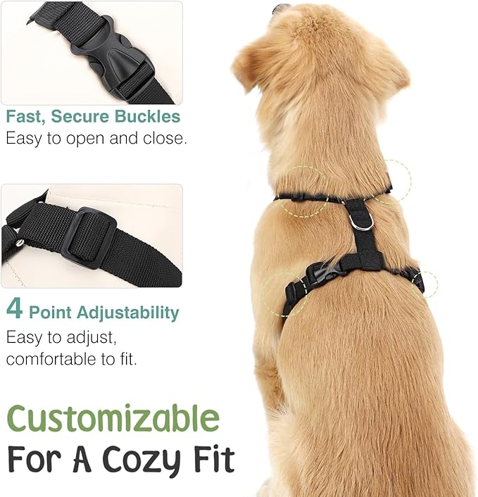 Dog Seat Belt, Safety Vest Dog Car Harness with Adjustable Buckle Dog Seat Belt for Vehicle Nylon Pet Safety Seat Belts Heavy Duty(XL, Black Daisy)-PawvioPets