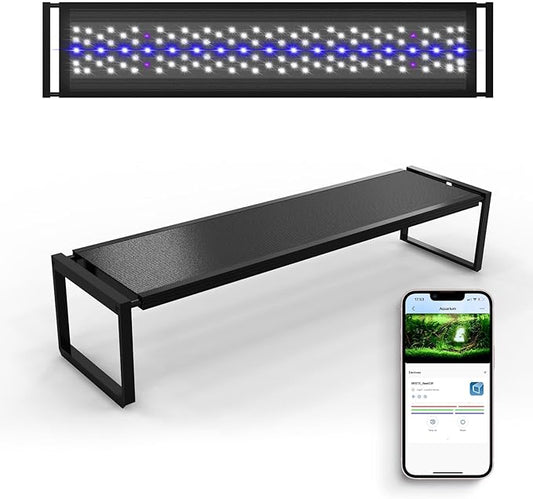 FZONE LED Aquarium Light with APP Control, Full Spectrum for 47-55" Planted Aquariums, Timer Sunrise/Sunset,72W (Light 120)-PawvioPets