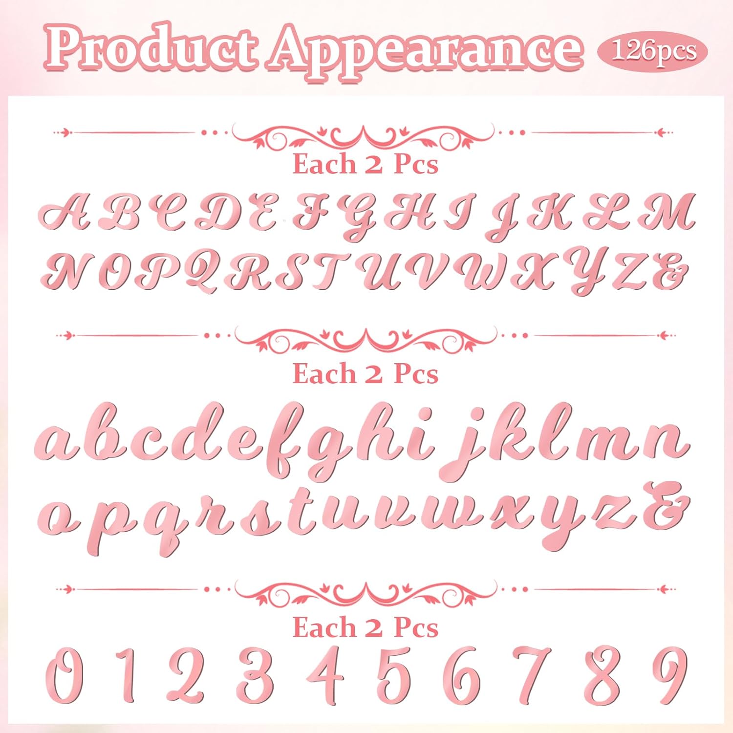 126 PCS Custom Name Cake Topper Acrylic Letters DIY Personalized A-Z & 0-9 Number Alphabet Cake Decoration For Wedding Anniversary Baby Shower Party Birthday Supplies (Rose Gold)