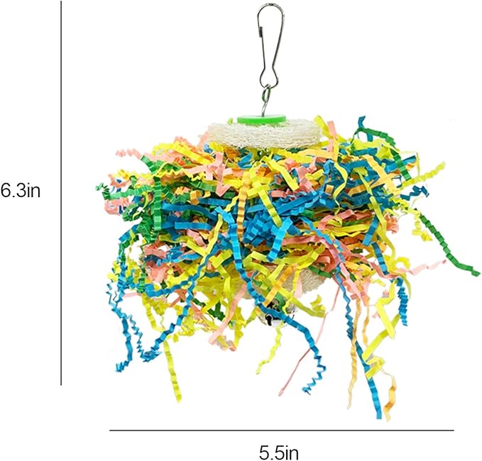 EBaokuup Bird Parrots Shredding Toys Parakeet Chewing Toys Bird Loofah Toys Parrot Cage Shredder Toys Bird Foraging Hanging Toys Bird Accessories for Parrots Lovebird Cockatiel Conure African Grey-PawvioPets