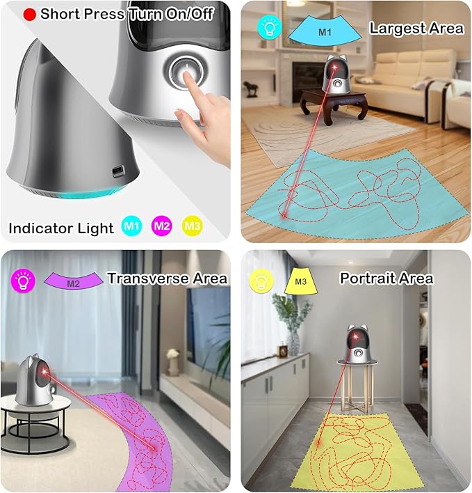 Cat Laser Toys for Indoor Cats, Random Trajectory Laser Cat Toy, Interactive Cat Toys for Bored Indoor Adult Cats/Kittens/Dogs (Silver)-PawvioPets