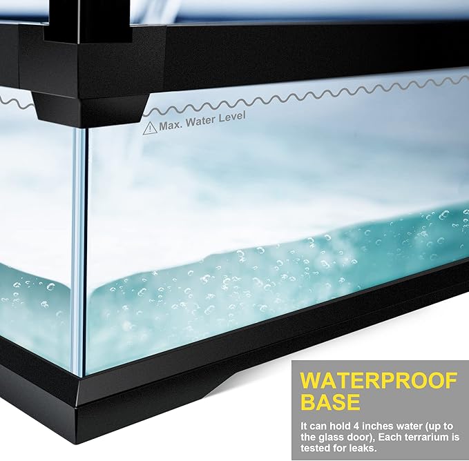 43 Gallon Professional Glass Terrarium 24"x18"x24" Durable Reptile Habitat Tank with Heat Resistant Aluminum Alloy Frame, Dual Front Swinging Doors for no Jam by Sand and Other Debris-PawvioPets