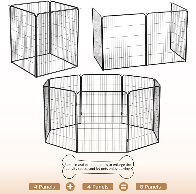 BestPet Dog Playpen Indoor 40 inch 4 Panels Metal Dog Pen Pet Dog Fence Outdoor Exercise Pen with Doors,Pet Puppy Playpen for RV Camping Yard, Black-PawvioPets