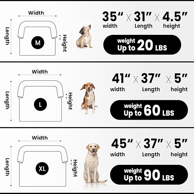 Calming Extra Large Dog Couch Bed for Dogs, 45 x 37 inch Waterproof Removable Pet Mat Couch Cover for Furniture Protector, Non-Slip Fluffy Pelsbarn Dog Bed for Couch, Sofa, Car - Tie-Dye Grey-PawvioPets