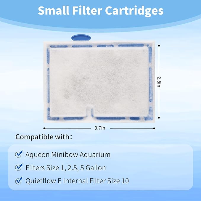 4 Packs Small Aquarium Filter Cartridges Replacement Filter Pad Compatible with QuietFlow E Internal Power Filter 10 and 1/2.5/5 Gallon Minibow Aquarium Filters-PawvioPets