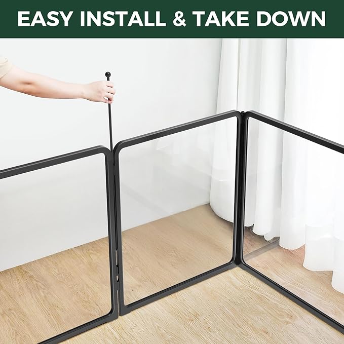 FXW Homeplus Unleashed Indoor Dog Playpen - Stress-Free and Safe Play, Heavy Duty 24 Inch 5 Acrylic Panels + 5 Wire Panels Dog Pen for Puppy and Small Dogs, Black│Patented-PawvioPets