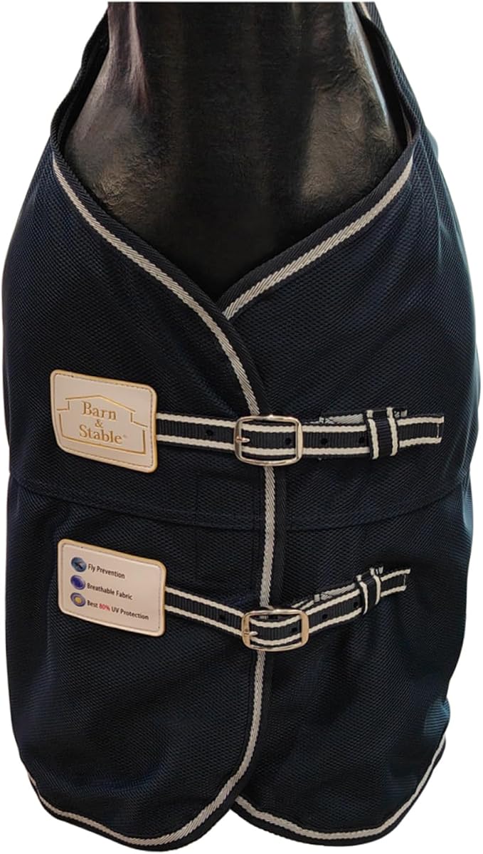 BARN & STABLE Breathable and Tear-Resistant Horse Fly Sheet with UV Protection Equine Summer Sheet Horse Fly Blanket with Removable Web Leg Straps-PawvioPets