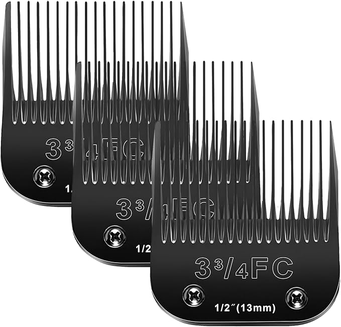 3FC Blades Dog Grooming Blades Compatible with Andis/Oster A5/Wahl KM-10 Series Dog Clippers,Detachable Clipper Replacement Blade,Black (3FC/3PCS)-PawvioPets