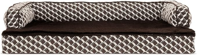 Furhaven Memory Foam Dog Bed for Large Dogs w/ Removable Bolsters & Washable Cover, For Dogs Up to 95 lbs - Plush & Woven Decor Comfy Couch Sofa - Diamond Gray, Jumbo/XL-PawvioPets