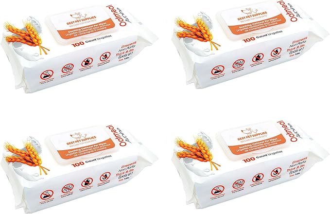 Best Pet Supplies Pet Wipes for Dogs - Dog Wipes Cleaning Deodorizing, for Coats, Ears, Paws - Soothing Oatmeal, 400 Count-PawvioPets