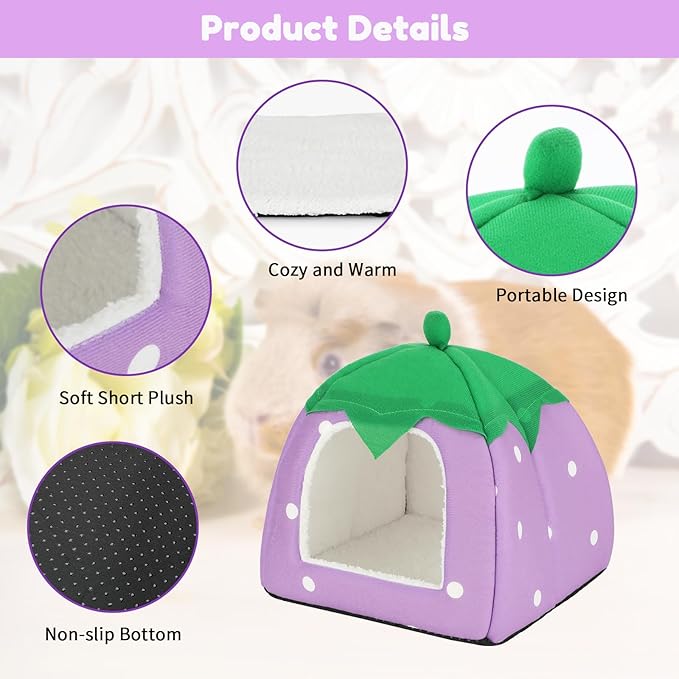 BWOGUE Guinea Pig House Bed Cozy Hamster Cave Large Hideout for Dwarf Rabbits Hedgehog Bearded Dragon Winter Nest Hamster Cage Accessories-PawvioPets